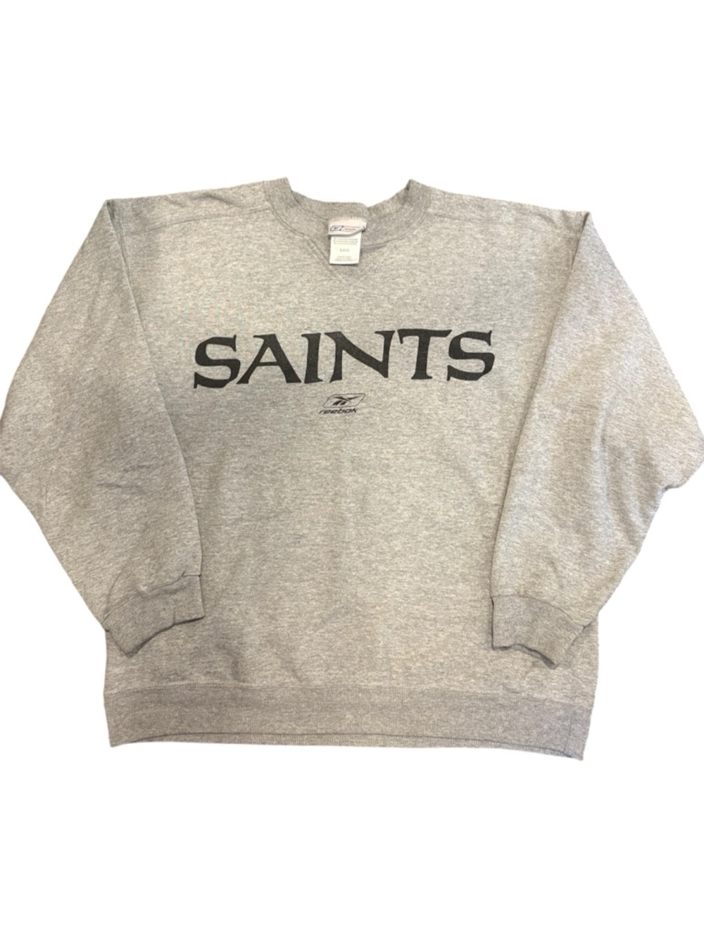 Men’s Large Reebok Gray New Orleans Saints Crewneck Sweatshirt Made In Canada